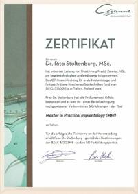 Dr Stoltenburg - Ästhetische Implantologie und Zahnmedizin in Berlin - Zertifikat